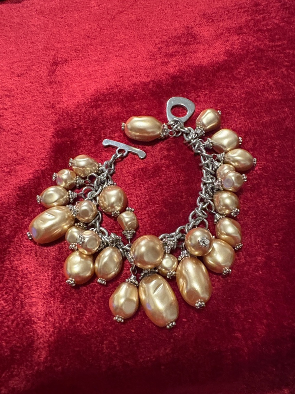 Rose Gold Pearl Charm Bracelet - vintage Ann Taylor like new